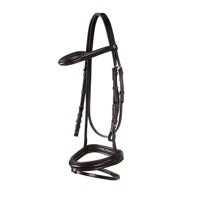English leather bridle with rubber reins DARK BROWN