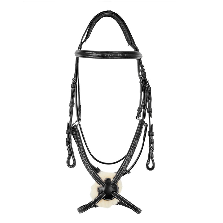 Bridle with mexican noseband and synthetic sh BLACK