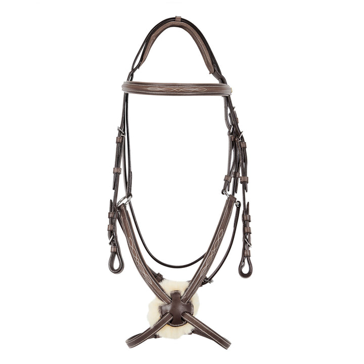 Bridle with mexican noseband and synthetic sh DARK BROWN
