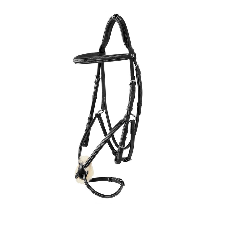 Bridle with mexican noseband and synthetic sh BLACK