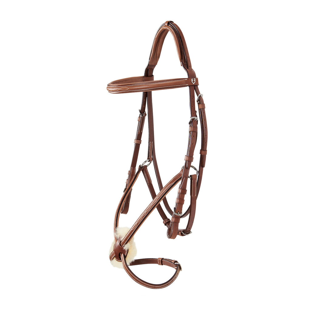 Bridle with mexican noseband and synthetic sh COGNAC