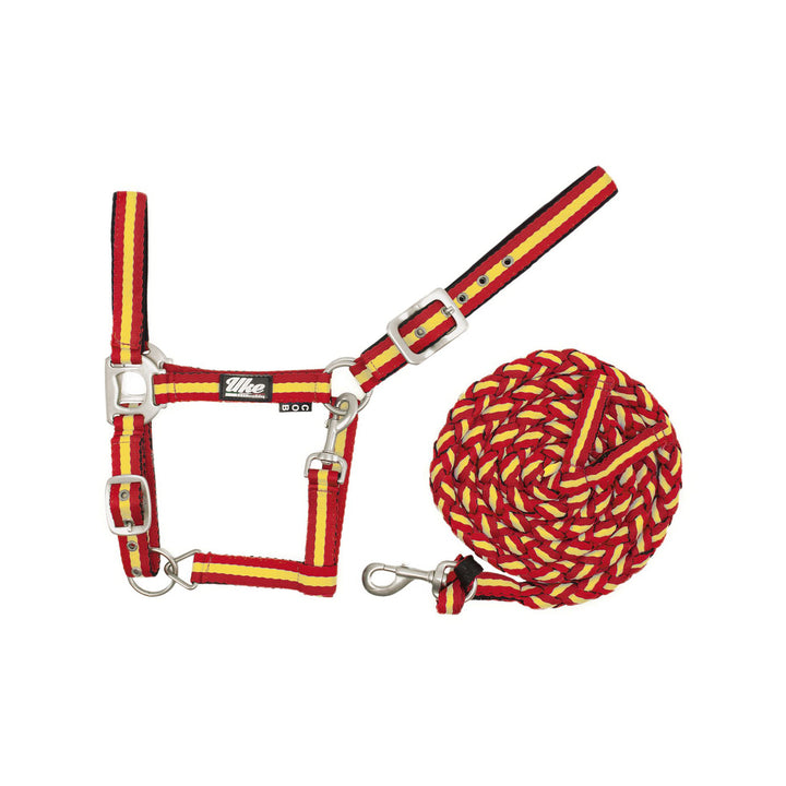 NYLON HALTER WITH LEAD 3 TONE COLORS RED/YELLOW/RED