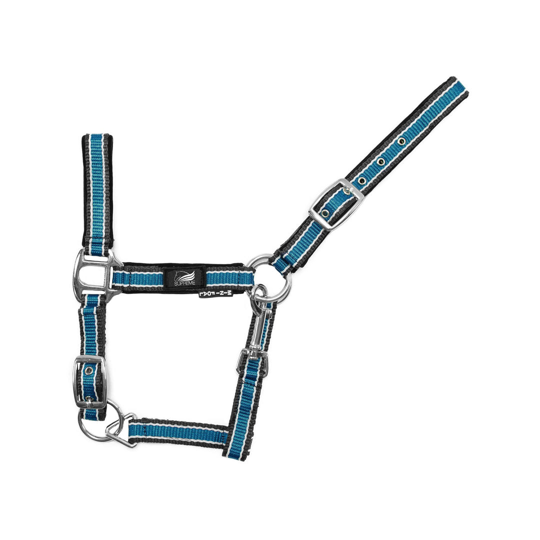 FOAL NYLON BICOLOR HALTER WITH DOUBLE ADJUSTM NAVY/WHITE/TURQUOISE
