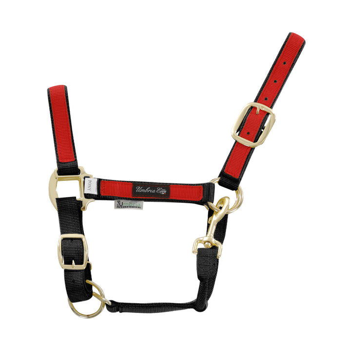NYLON HALTER WITH COLORED PARTS BLACK/RED