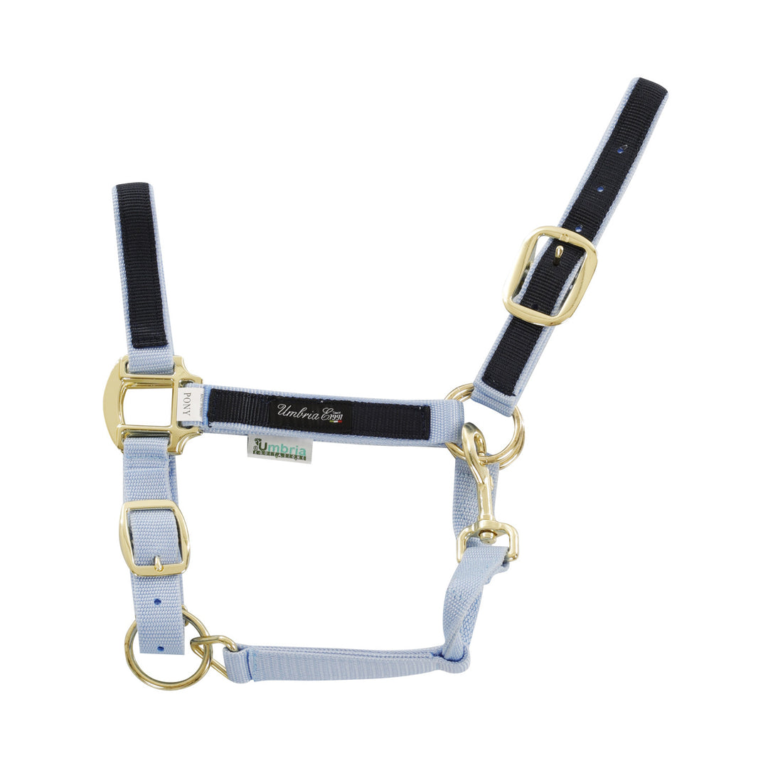 NYLON HALTER WITH COLORED PARTS LIGHT BLUE/NAVY