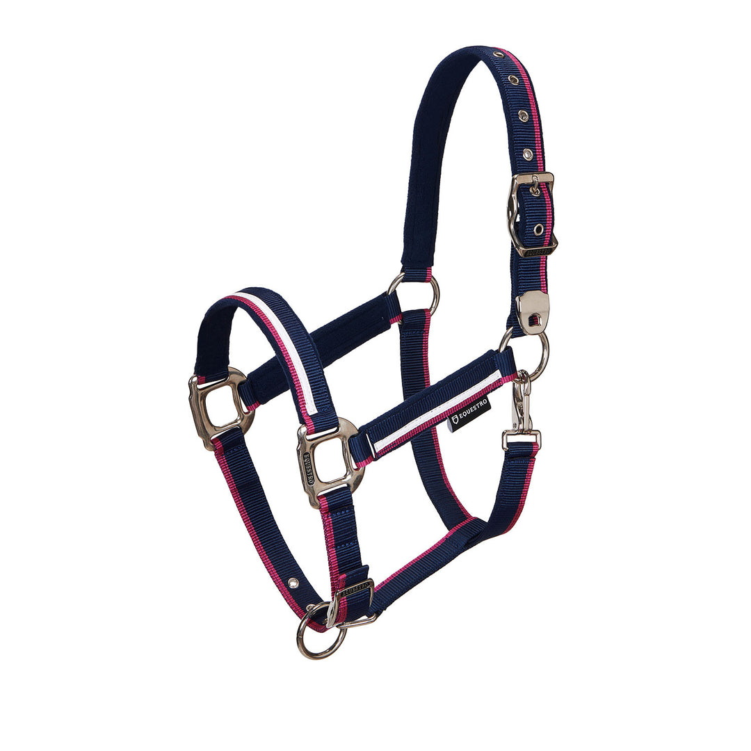 Halter with fleece padding and snap hook NAVY/FUCSIA