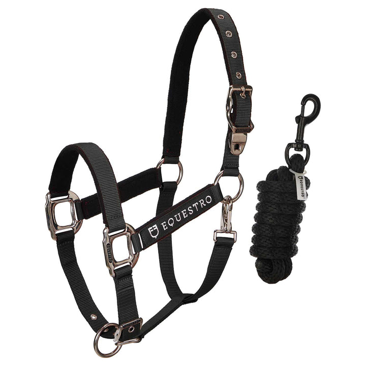 Padded double adjustment headcollar BLACK
