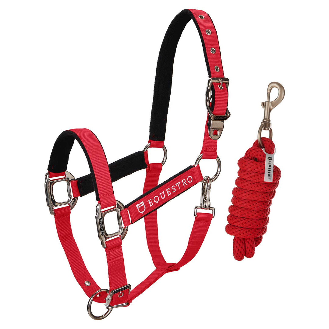 Padded double adjustment headcollar RED