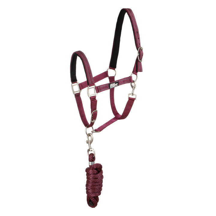 SYNTHETIC HALTER WITH LEAD  SOLID COLOR WITH  BURGUNDY