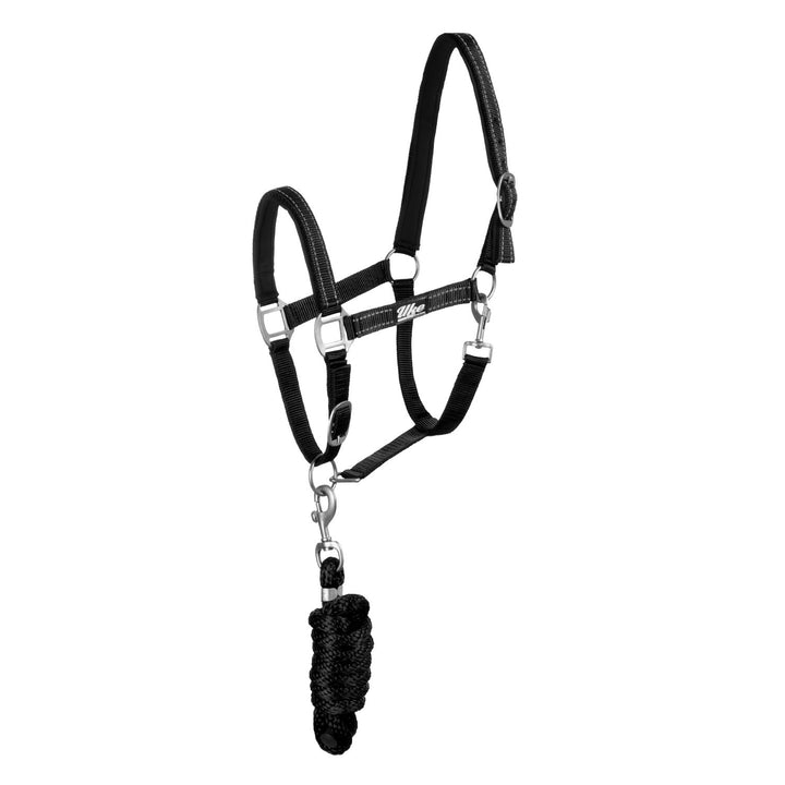 SYNTHETIC HALTER WITH LEAD  SOLID COLOR WITH  BLACK