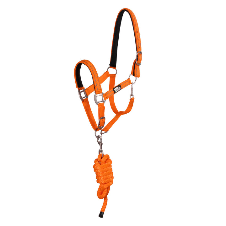 SYNTHETIC HALTER WITH LEAD  SOLID COLOR WITH  ORANGE