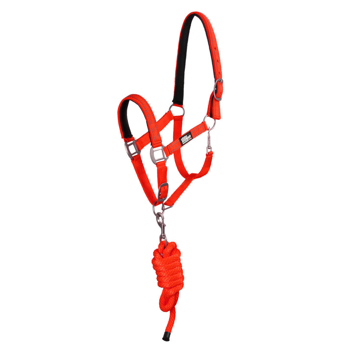 SYNTHETIC HALTER WITH LEAD  SOLID COLOR WITH  RED