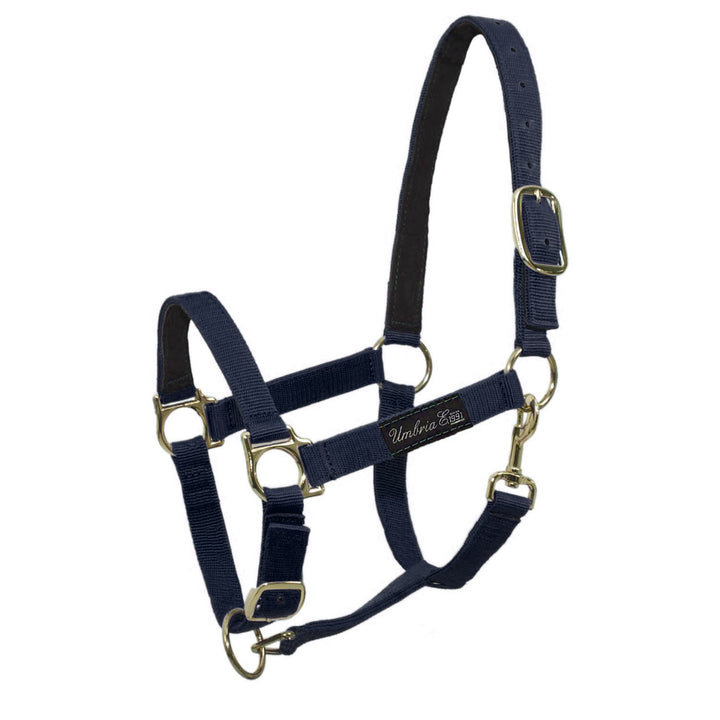 NYLON HALTER WITH LEATHER REINFORCEMENT NAVY