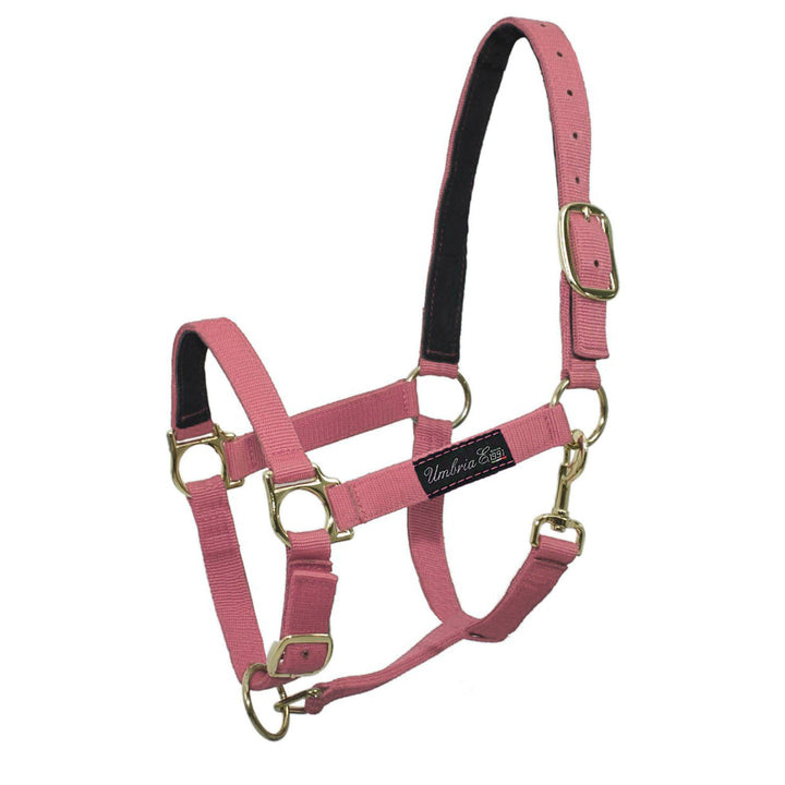 NYLON HALTER WITH LEATHER REINFORCEMENT PINK