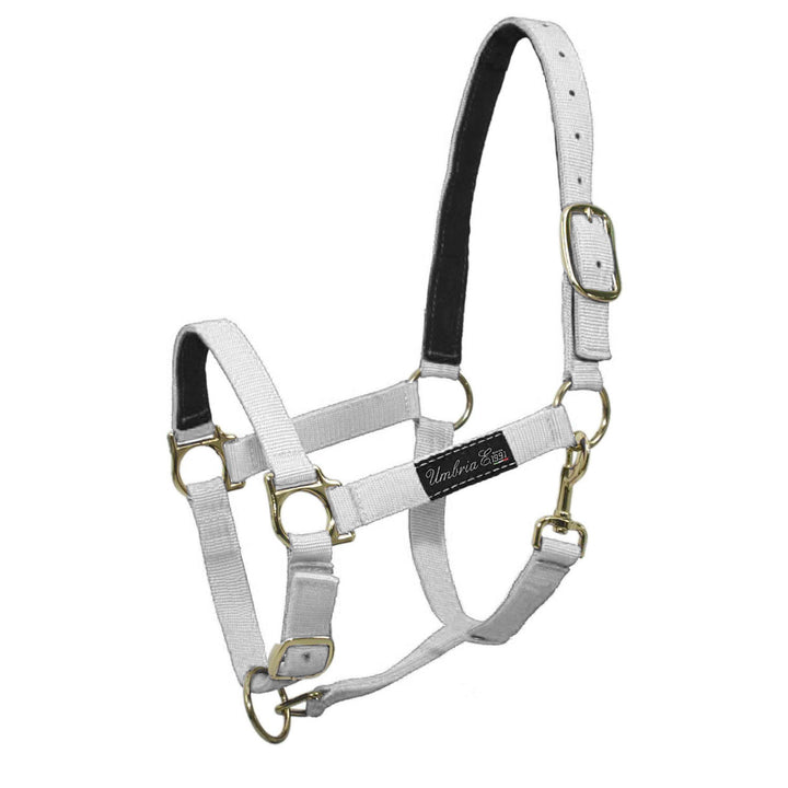 NYLON HALTER WITH LEATHER REINFORCEMENT WHITE
