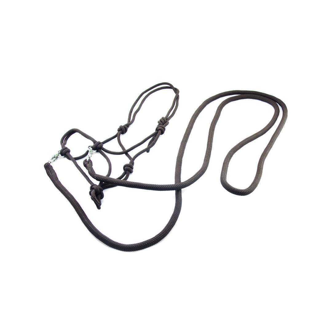 KNOT HALTER WITH REINS BROWN