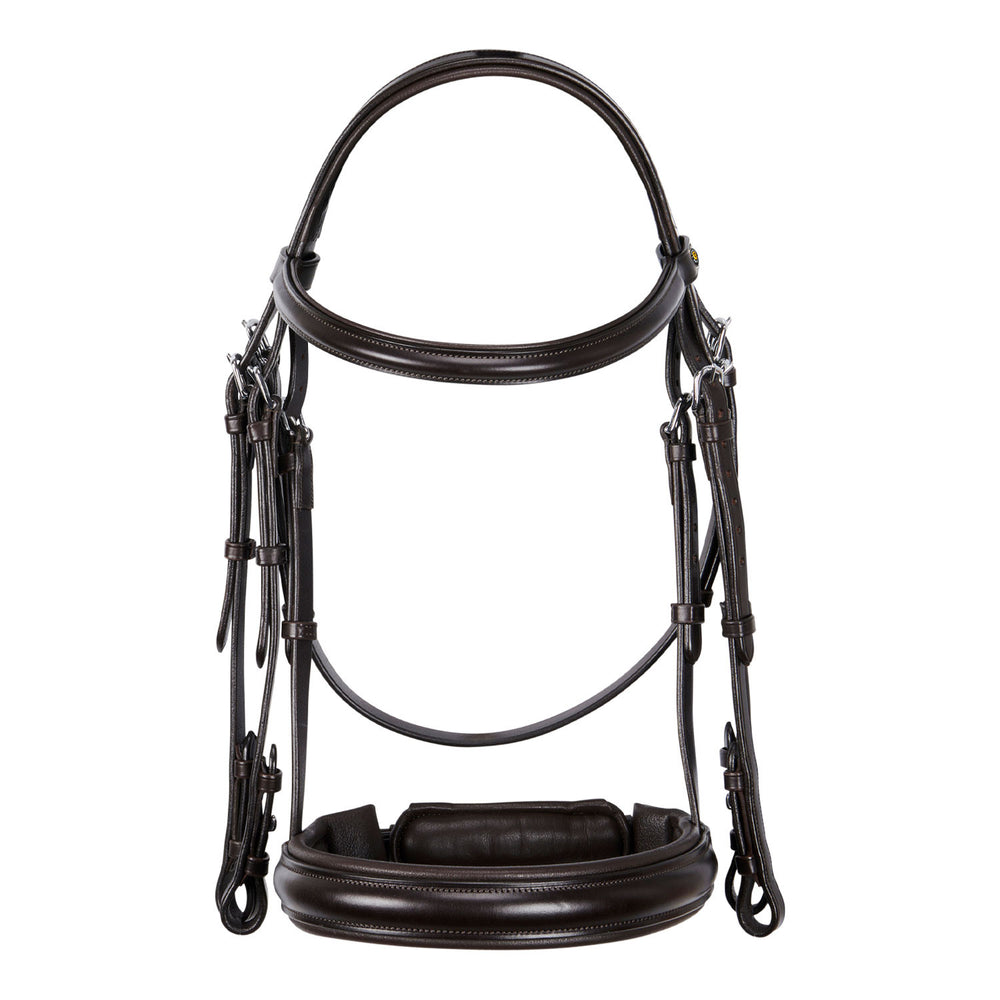 Leather dressage bridle without reins DARK BROWN