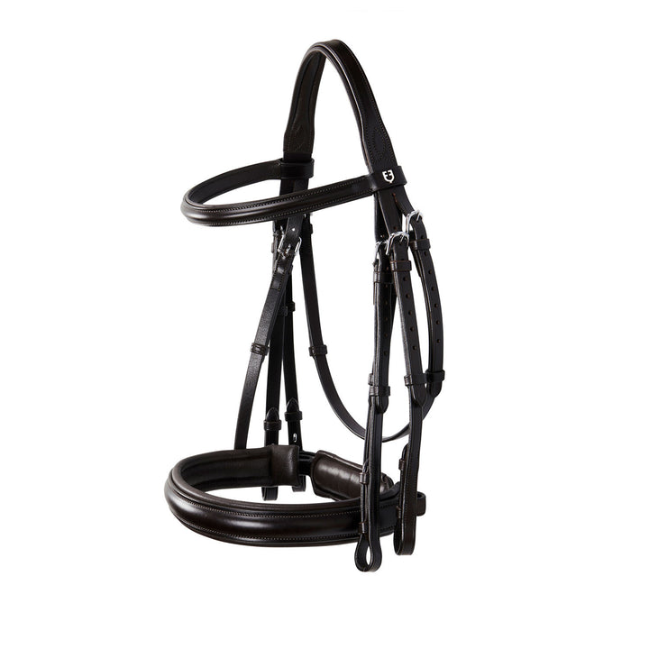 Leather dressage bridle without reins DARK BROWN