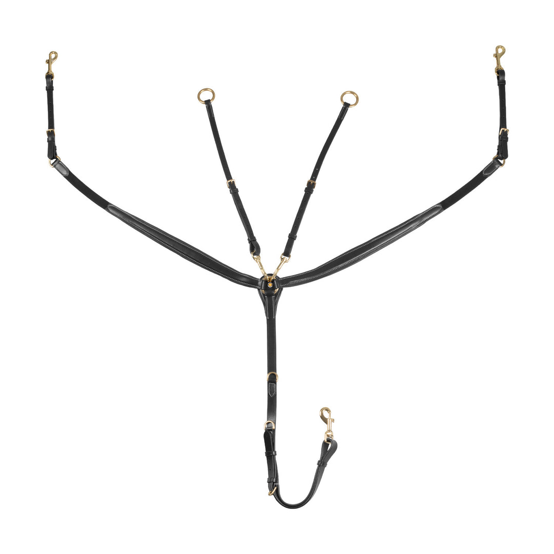 Tanned leather fork breastplate with steel bu BLACK