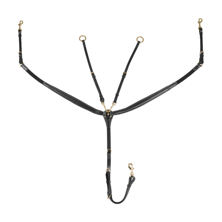 Tanned leather fork breastplate with steel bu BLACK
