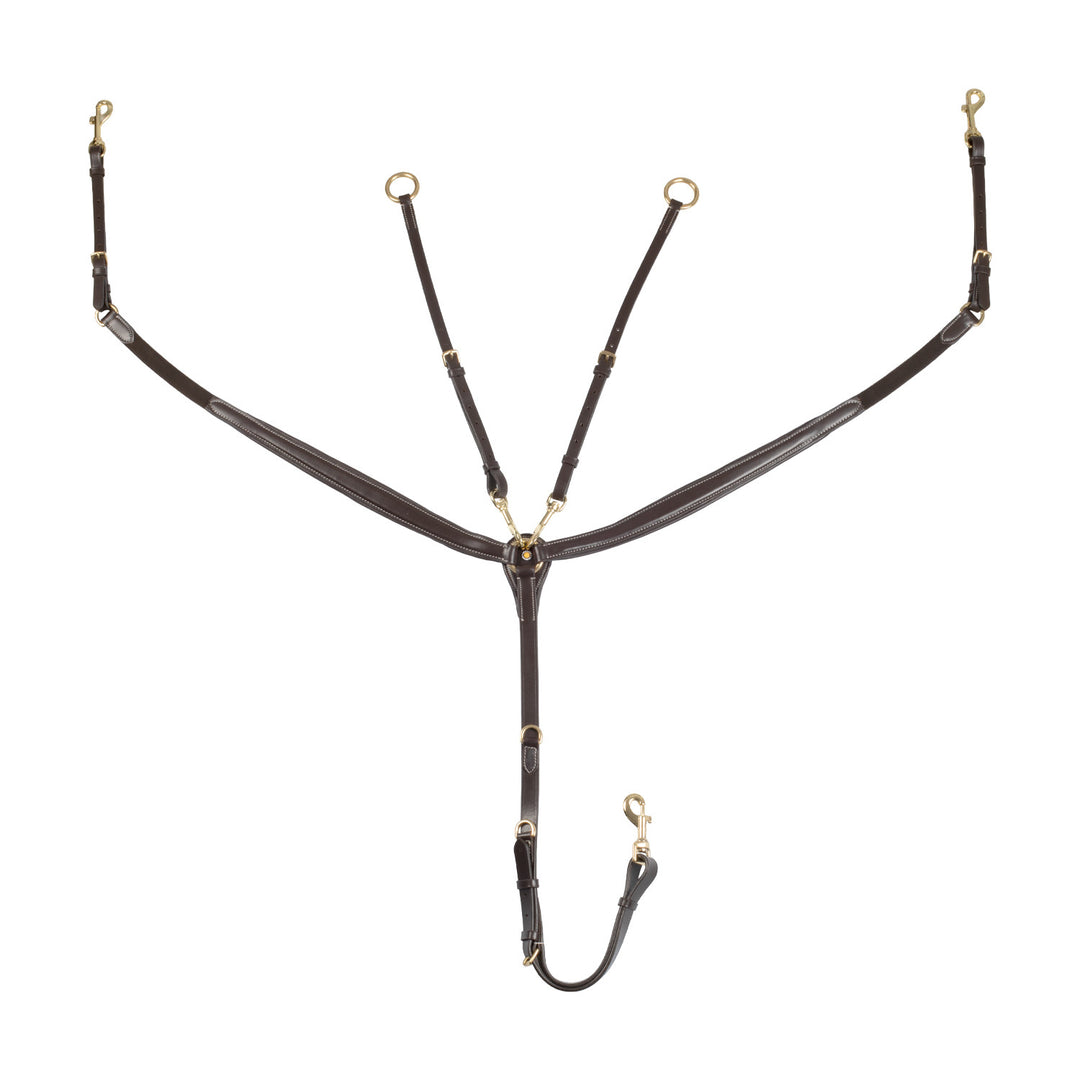 Tanned leather fork breastplate with steel bu DARK BROWN