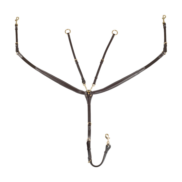 Tanned leather fork breastplate with steel bu DARK BROWN