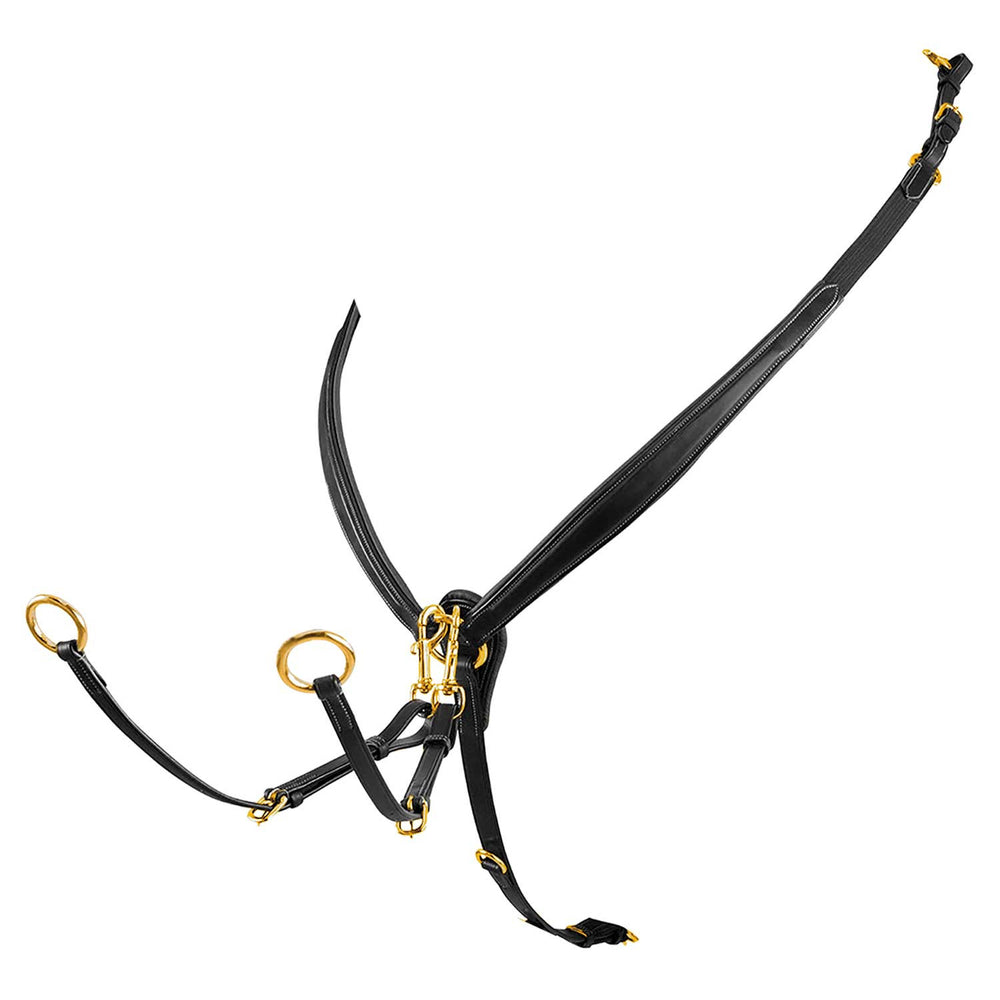 Tanned leather fork breastplate with steel bu BLACK