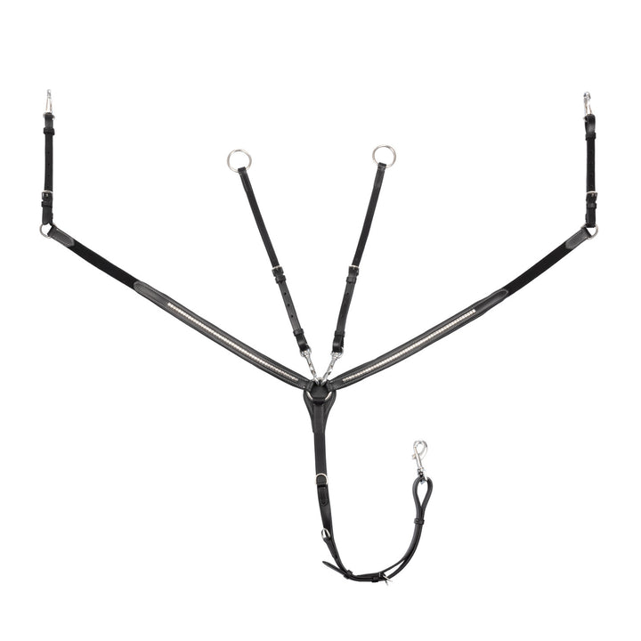 Tanned leather fork breastplate with silver c BLACK