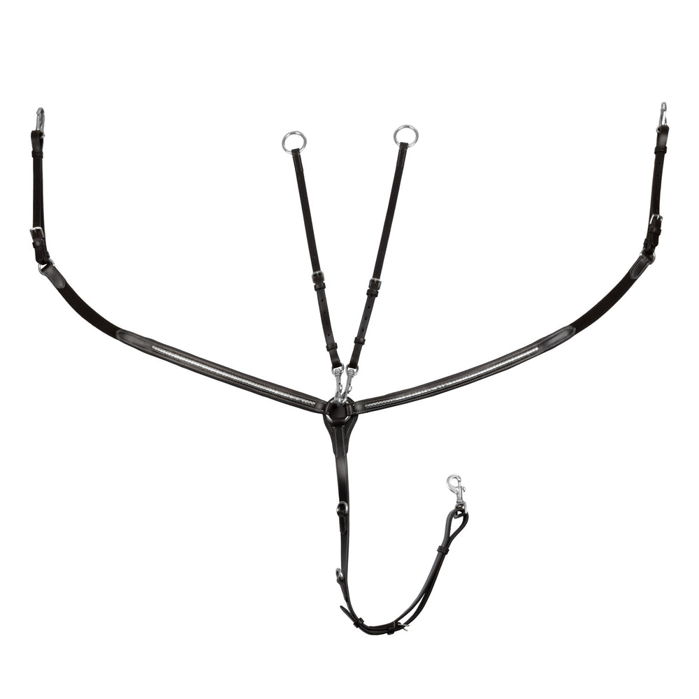 Tanned leather fork breastplate with silver c DARK BROWN