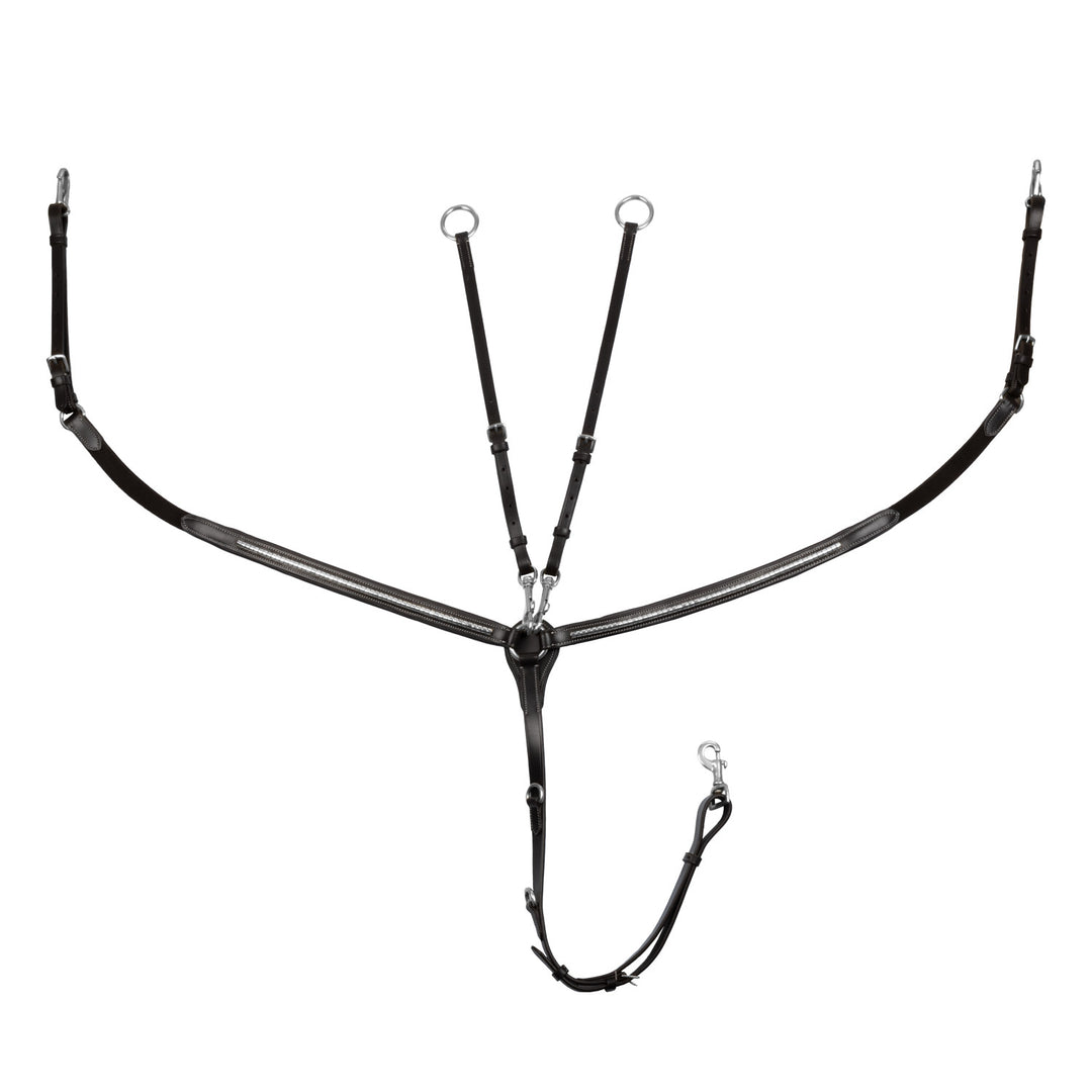 Tanned leather fork breastplate with silver c DARK BROWN