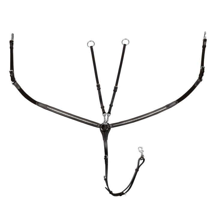 Tanned leather fork breastplate with silver c DARK BROWN