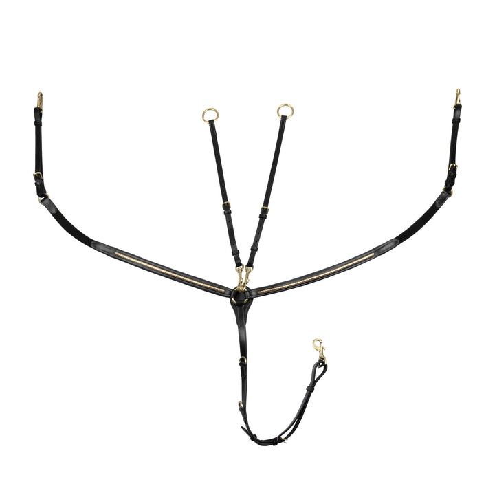 Tanned leather fork breastplate with brass cl BLACK