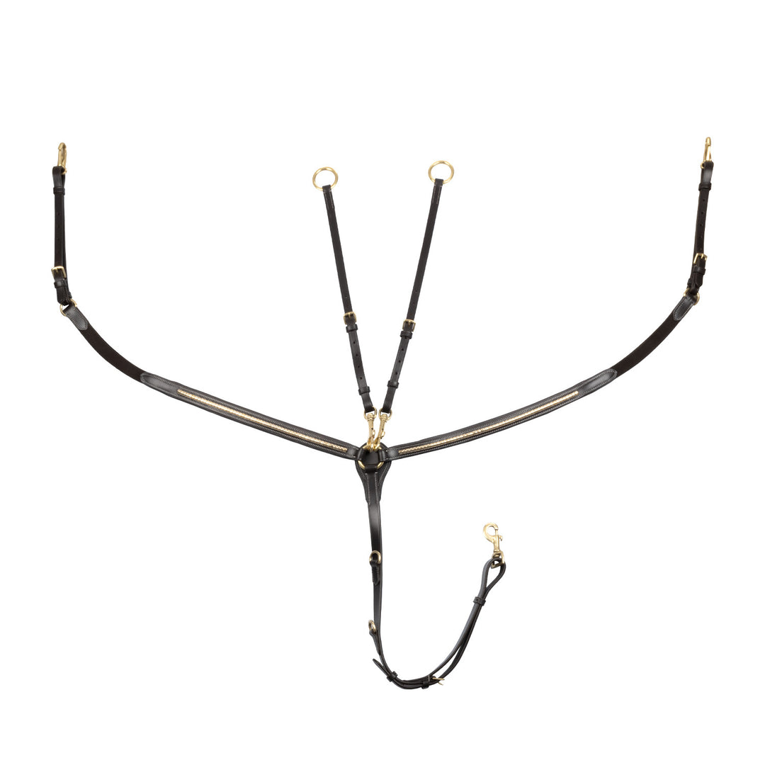 Tanned leather fork breastplate with brass cl DARK BROWN