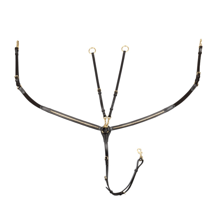 Tanned leather fork breastplate with brass cl DARK BROWN