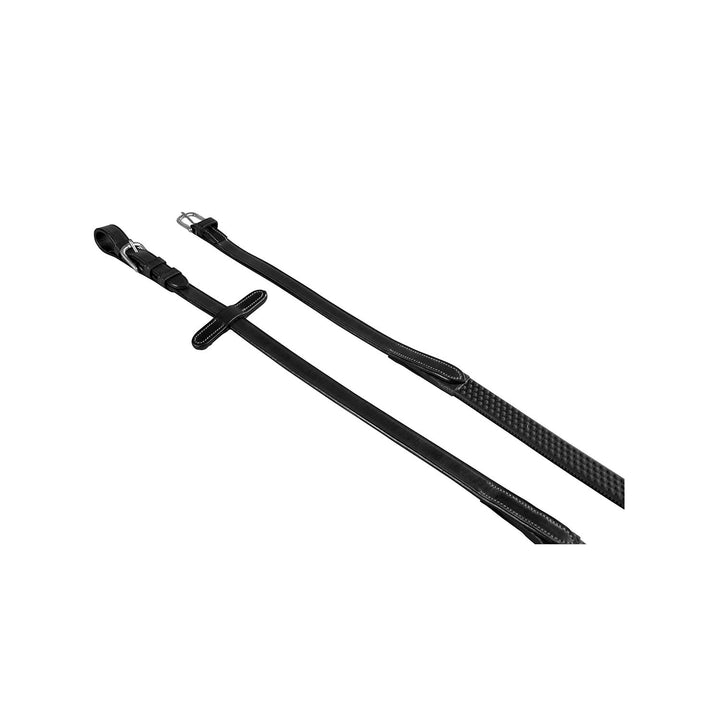 Leather and rubber reins for English bridle BLACK