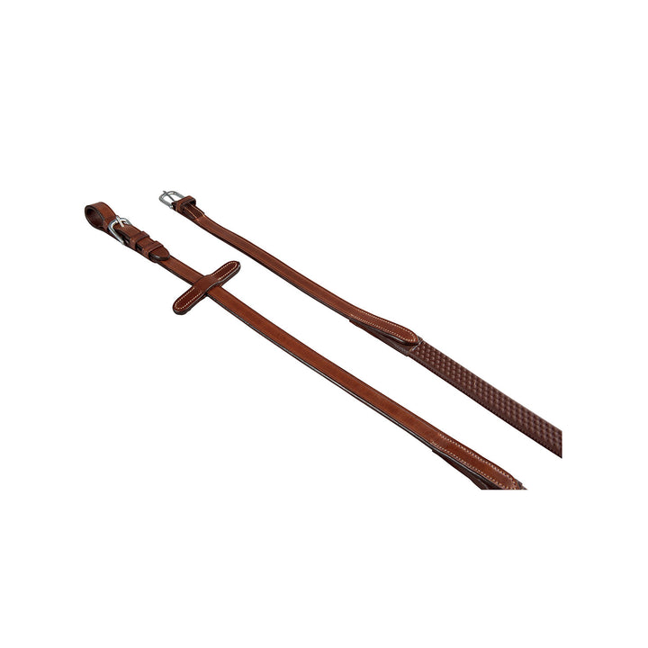 Leather and rubber reins for English bridle DARK BROWN