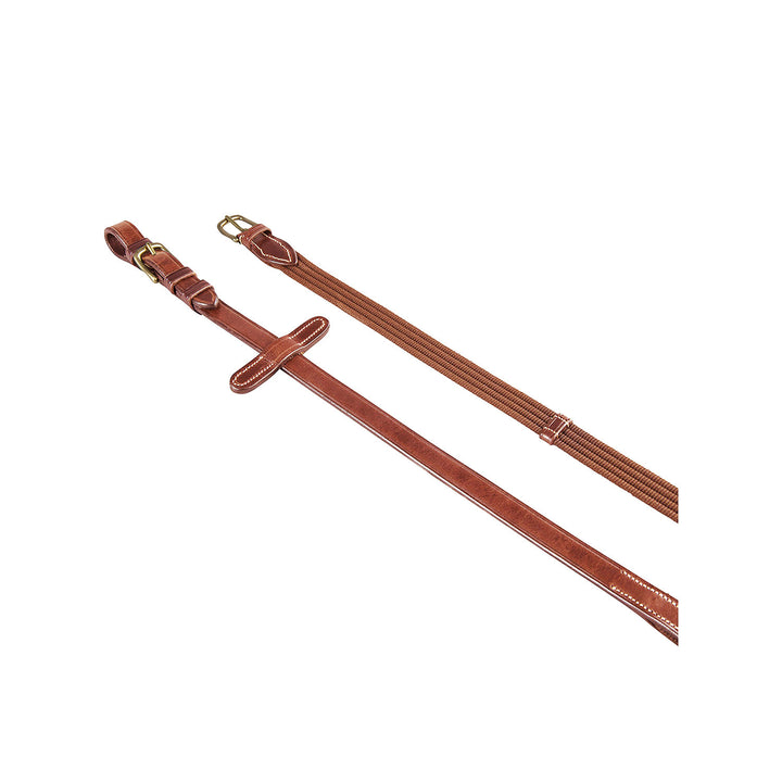 Reins for English bridle with brass buckles COGNAC