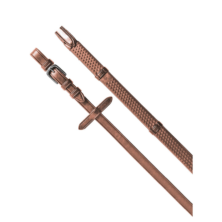 Reins for English bridle with nichel-plated b COGNAC