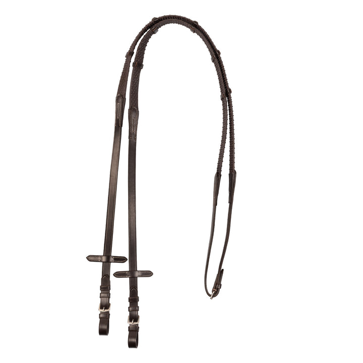 Reins for English bridle with nichel-plated b DARK BROWN