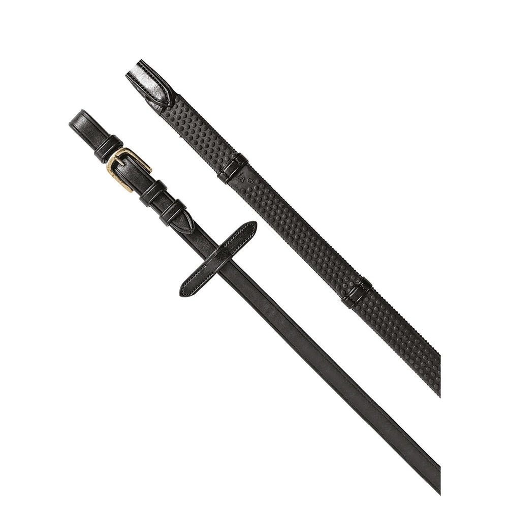 Reins for English bridle with brass-plated bu BLACK