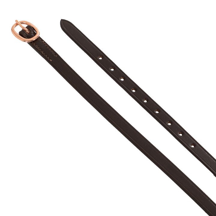 Spur straps in leather and rose gold buckle BROWN