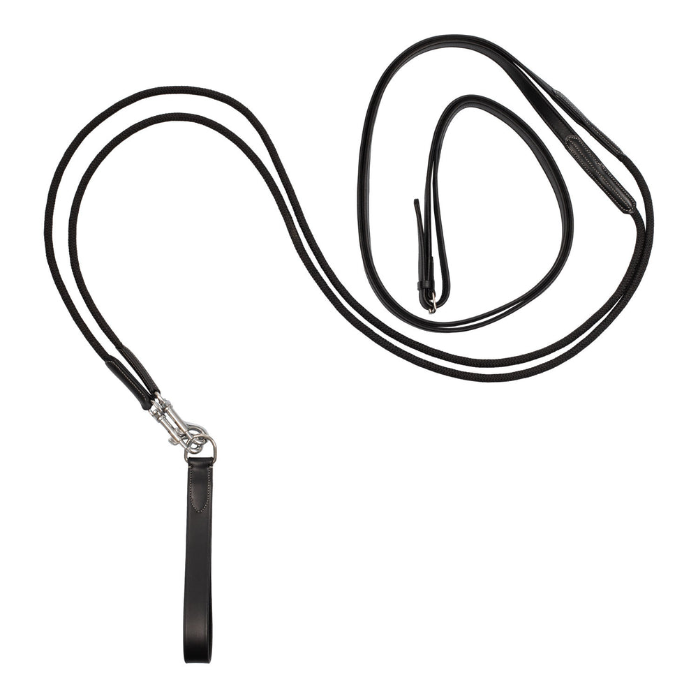 Double leather and nylon draw reins BLACK
