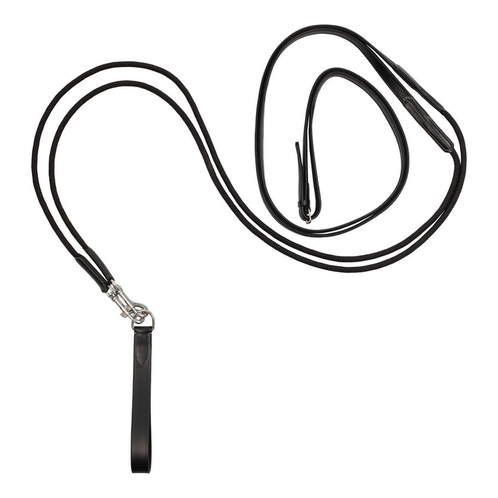 Double leather and nylon draw reins BLACK
