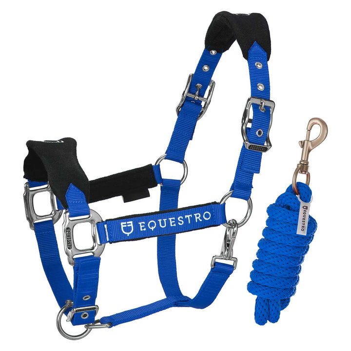 Halter with double adjustment and lead rope ROYAL BLUE