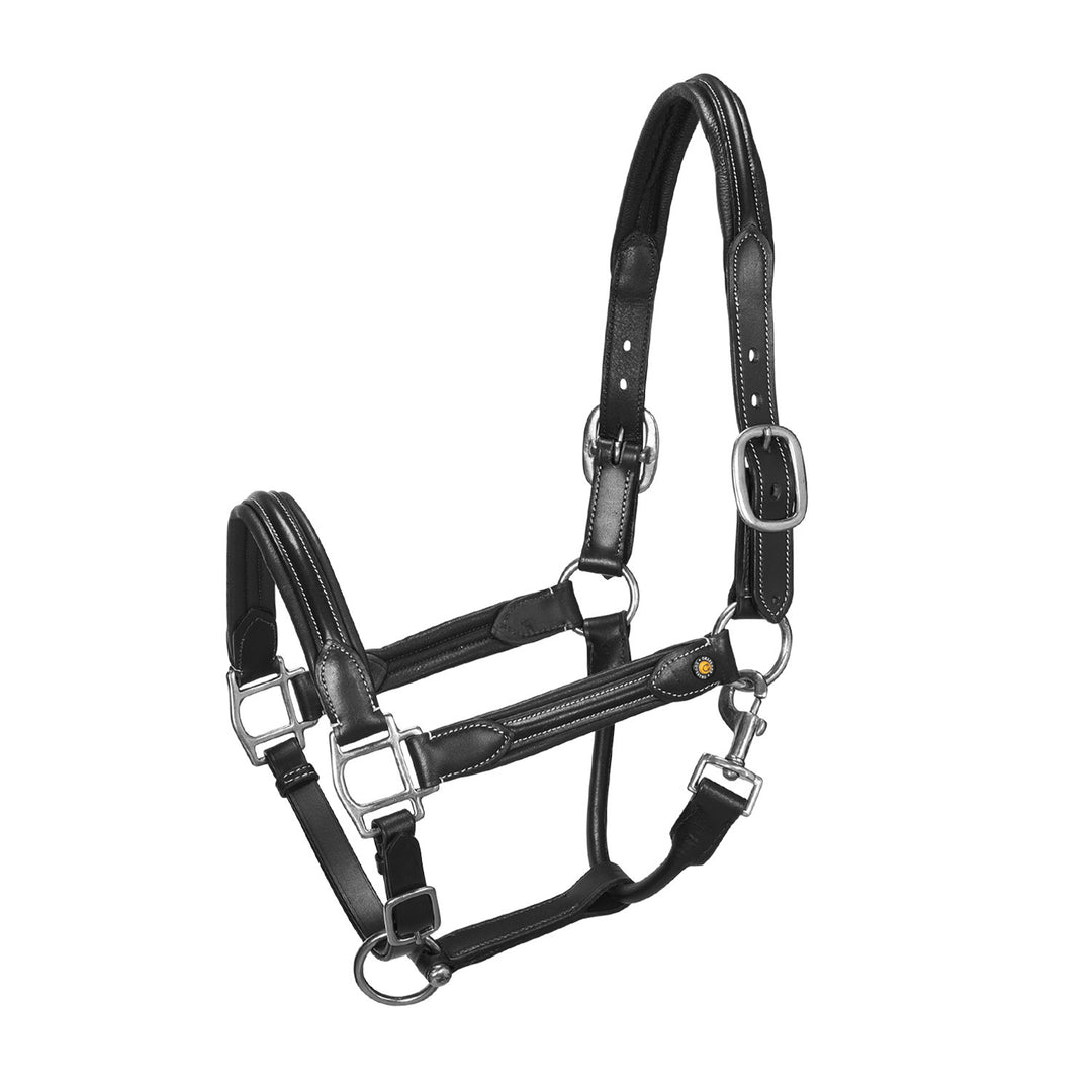 Soft leather halter with durable buckles NEW BLACK