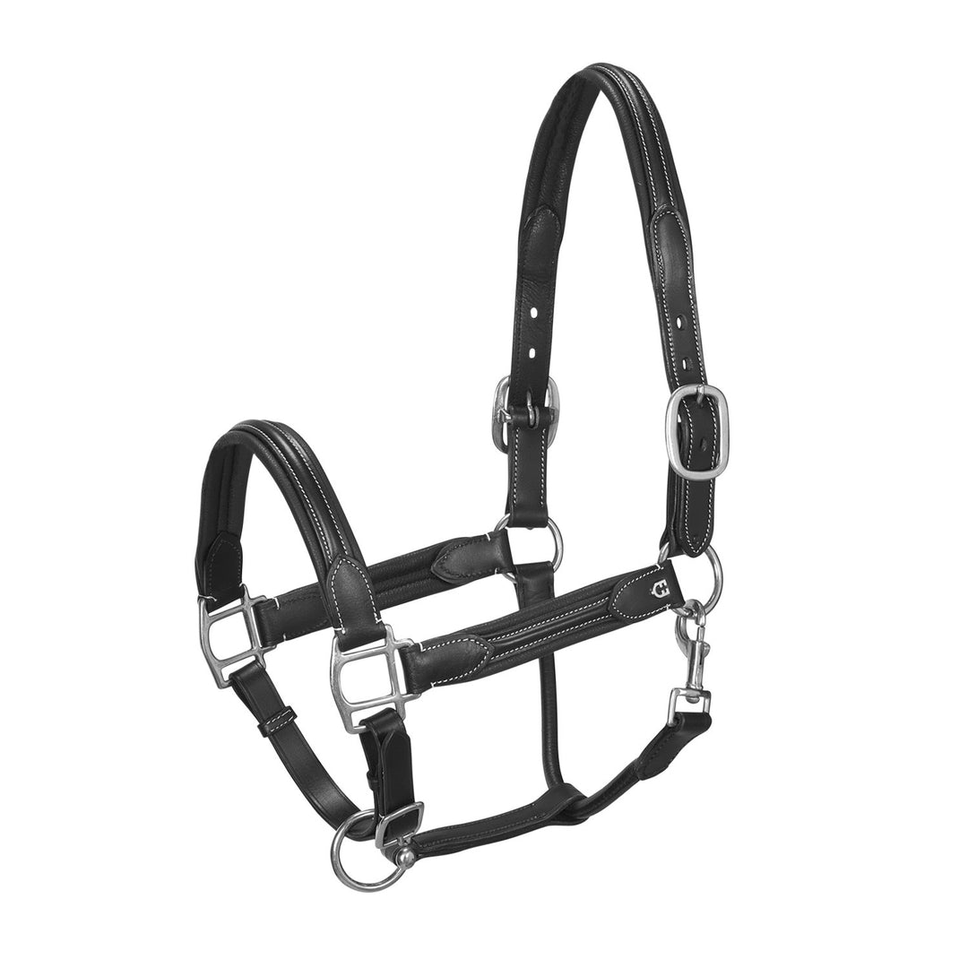 Soft leather halter with durable buckles BLACK