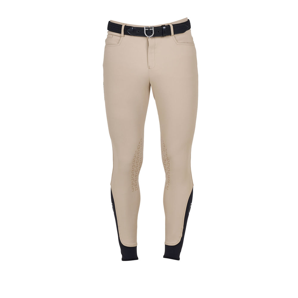 Men's slim fit grip breeches with logo OXFORD TAN (15-1306)