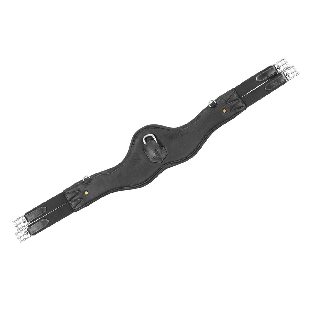 Shaped leather jumping girth BLACK