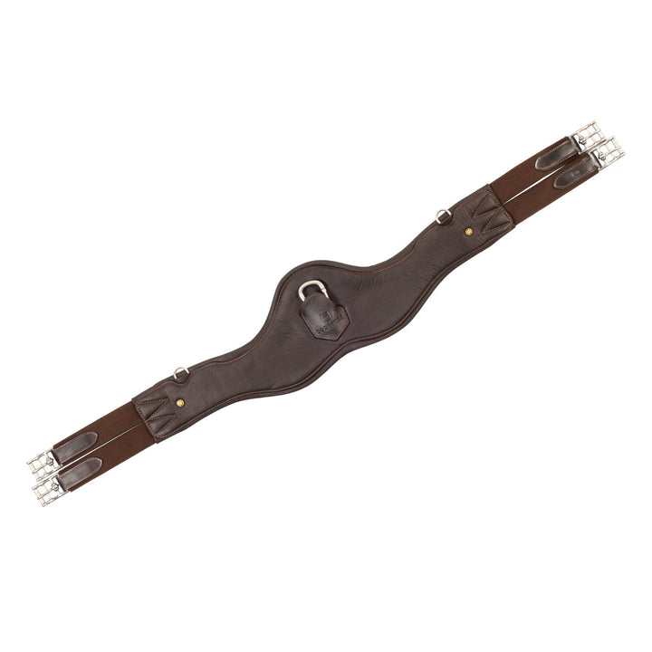 Shaped leather jumping girth DARK BROWN