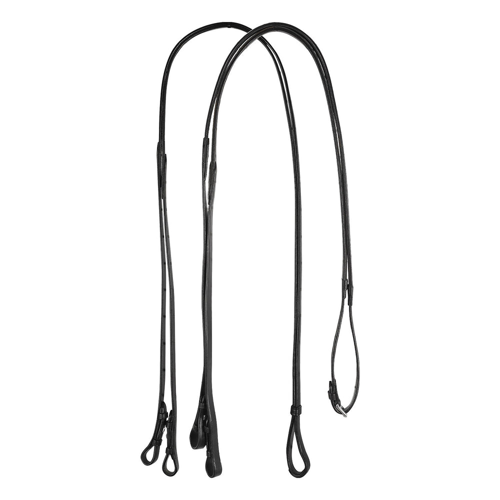 Dressage leather double reins BLACK